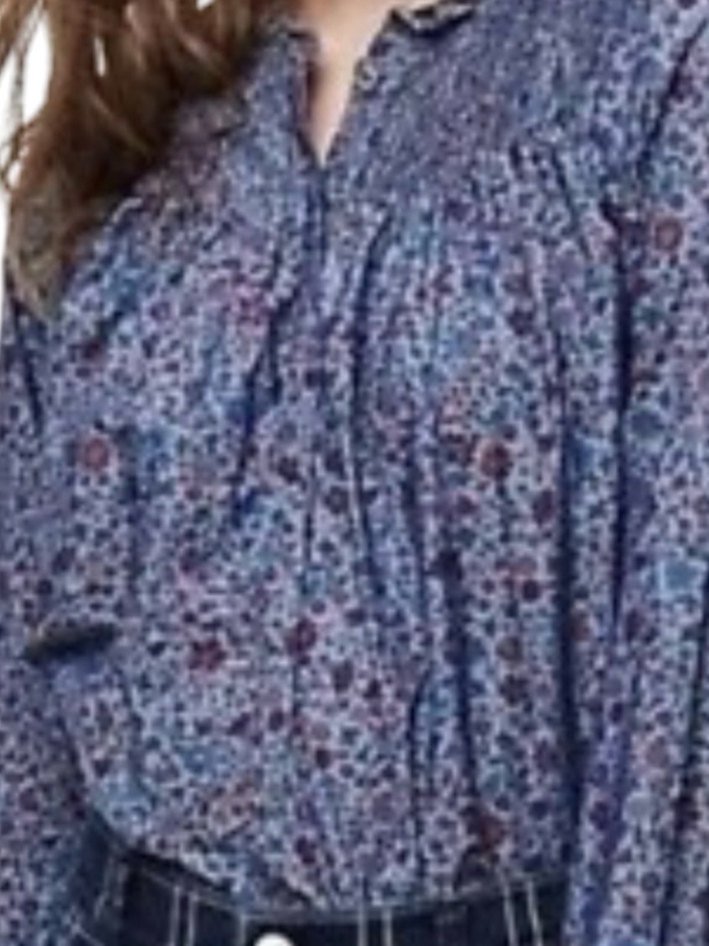 J Crew x Liberty Chambray Blue Floral Button-Up Blouse S